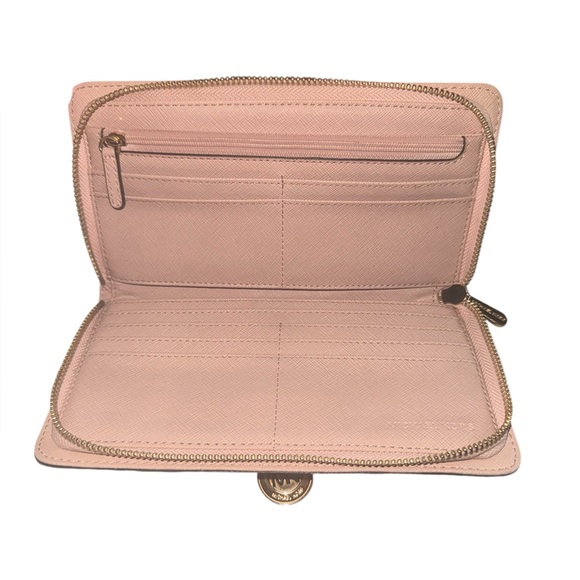 Michael Kors MK Hamilton Traveler Full Size Leather Zip Around Wallet 8” x 4” - Picture 5 of 14